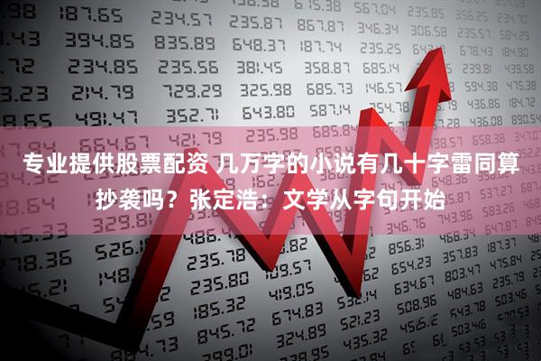 专业提供股票配资 几万字的小说有几十字雷同算抄袭吗？张定浩：文学从字句开始