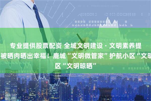 专业提供股票配资 全域文明建设 · 文明素养提升丨晒被晒肉晒出幸福！鹿城“文明微管家”护航小区“文明晾晒”